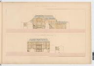 Coupe et élévation sur le ligne EF / Coupe et élévation sur la ligne CD. [Imprimerie royale 1841]