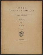 Corpus inscriptionum semiticarum ab academia inscriptionum et litterarum humanorium conditum atque digestum [1/3]