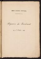 Imprimerie royale. Répertoire du récolement au 1er octobre 1823 [1/2]