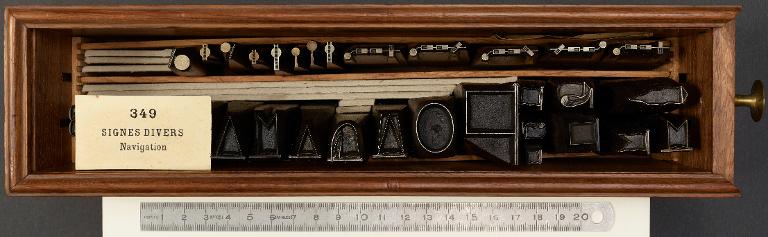 Boîte de poinçons typographiques : ornement navigation