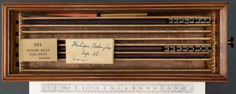 Boîte de poinçons typographiques : bodoni gras