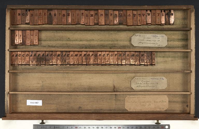 Tiroir de matrices : Grandjean , initiale