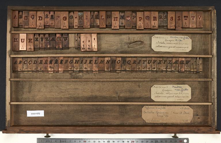 Tiroir de matrices : Grandjean , initiale