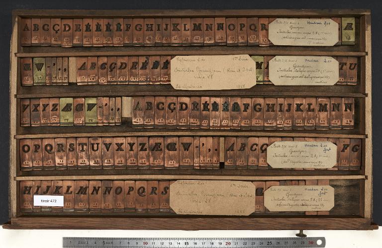 Tiroir de matrices : Grandjean , initiale
