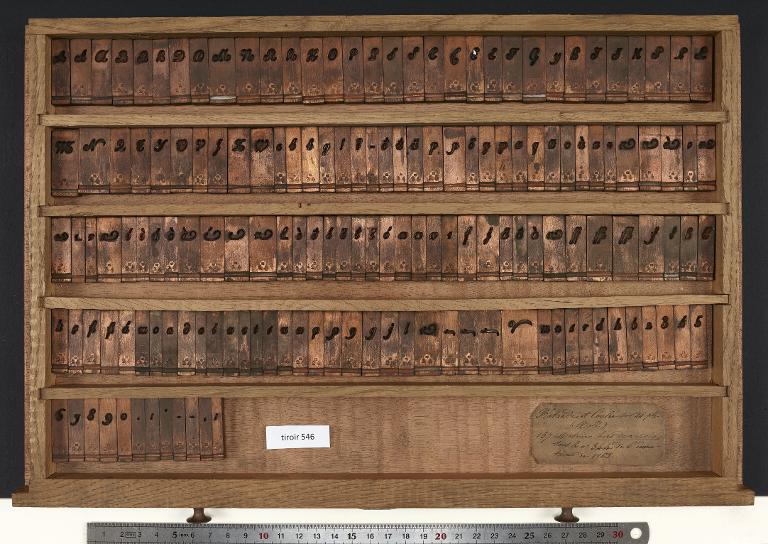 Tiroir de matrices : bâtarde et coulée corps 24