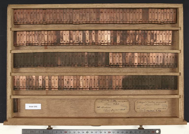Tiroir de matrices : gothique d'écriture