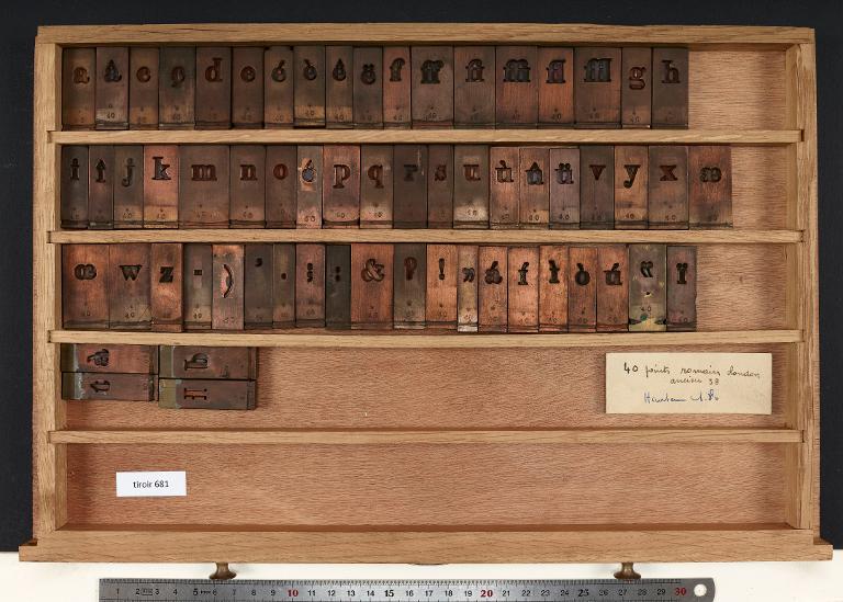 Tiroir de matrices : London corps 40 , romain