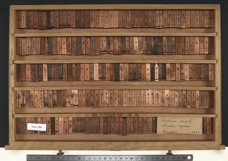 Tiroir de matrices : italique corps 8