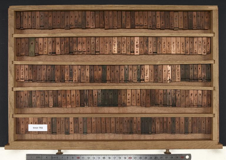 Tiroir de matrices : italique corps 10