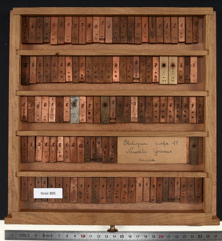 Tiroir de matrices : italique corps 11