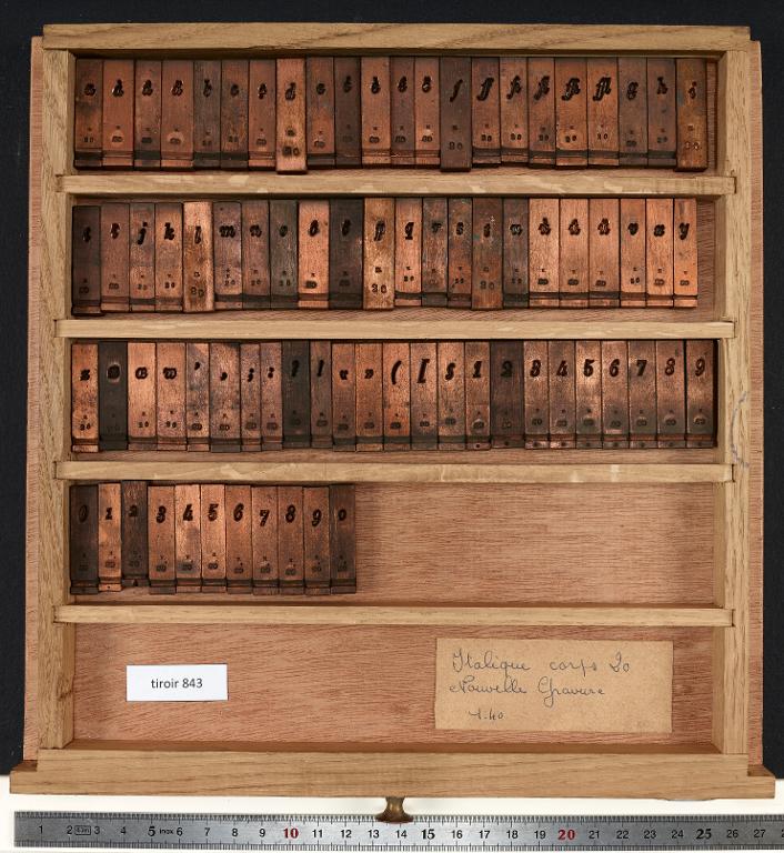 Tiroir de matrices : italique corps 20