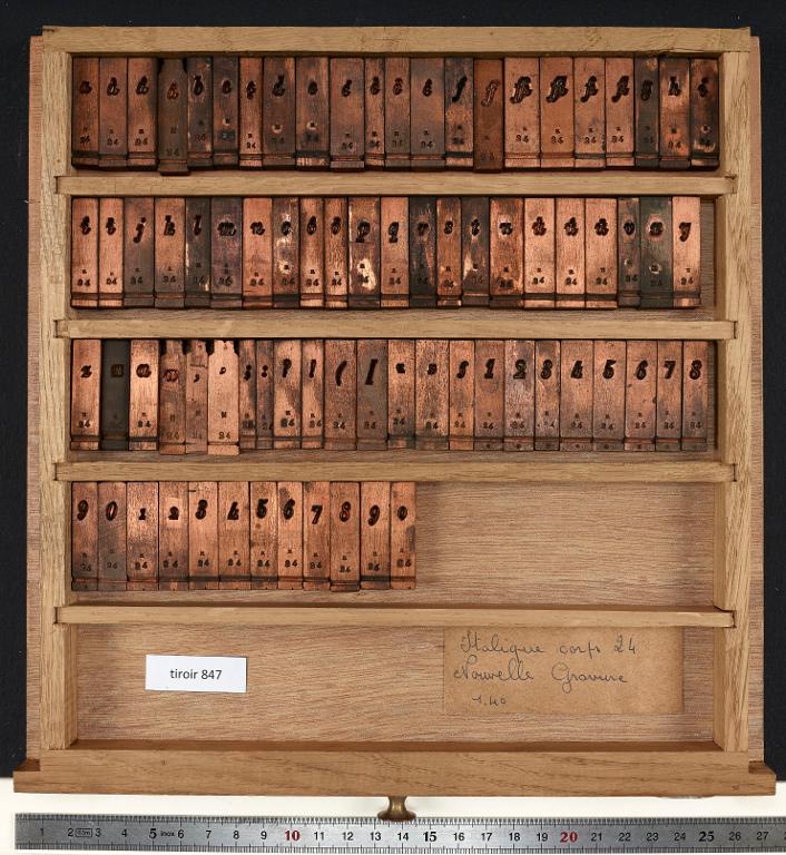 Tiroir de matrices : italique corps 24