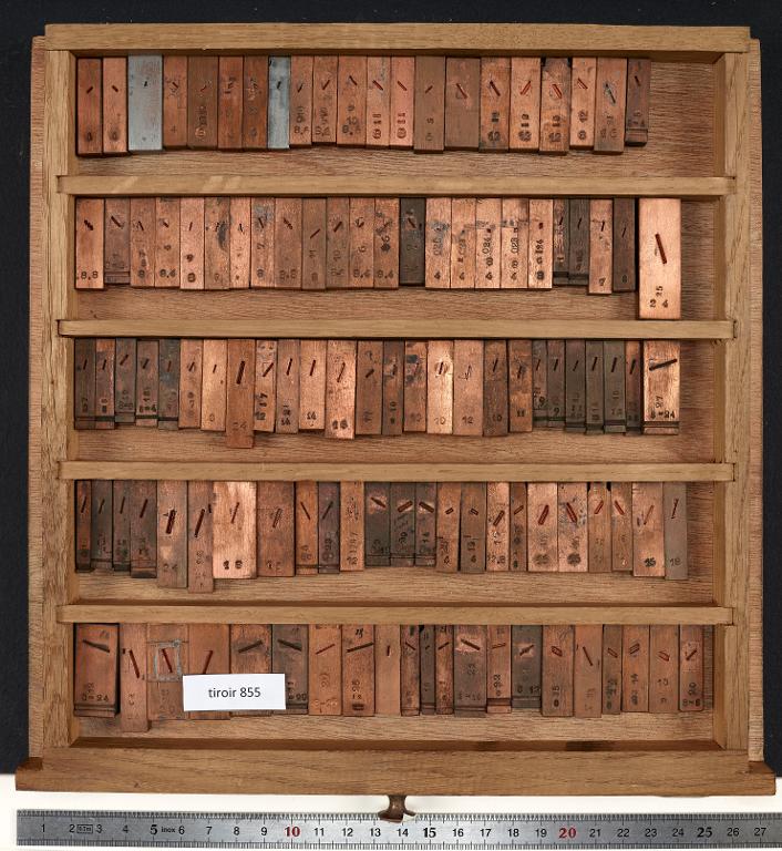 Tiroir de matrices : barres transversales sur divers corps