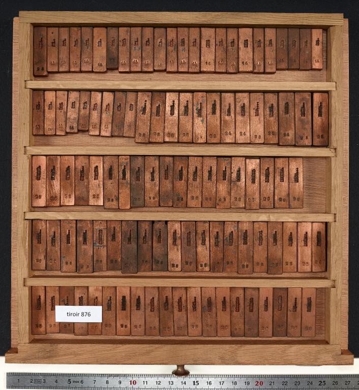 Tiroir de matrices : blocs pour la Poste corps 14 corps 18