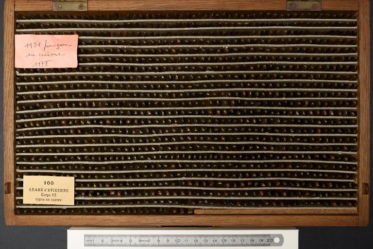 Boîte de poinçons typographiques : arabe d'Avicenne corps 12