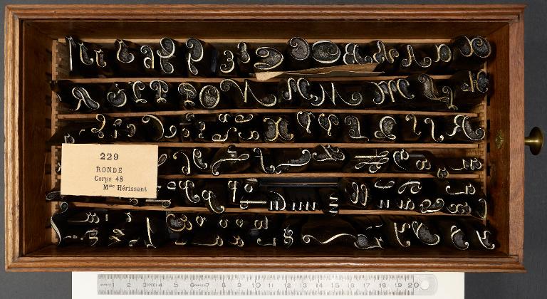 Boîte de poinçons typographiques : ronde corps 48